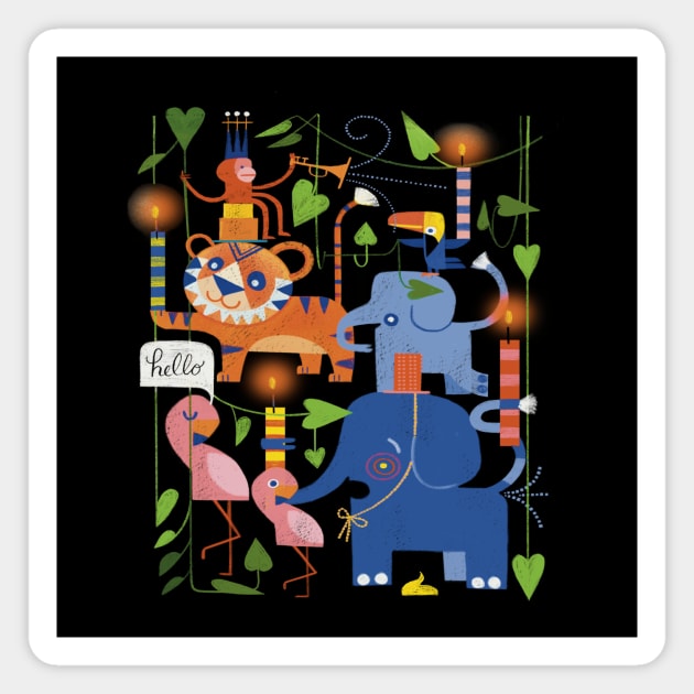 A Jungle Celebration Magnet by Kath Waxman Illustration